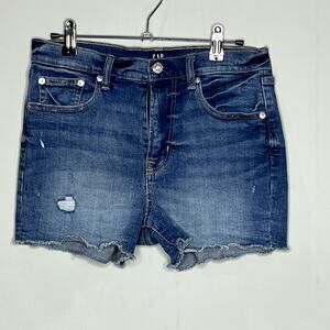 GAP Denim Dark Wash Distressed Frayed Hem Zip Fly Jean Shorts Women's Size 27